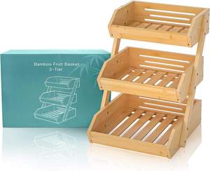 Cesta de Frutas de Bambú, Organizador de Cocina Grande para Frutas y Verduras, Estante de Almacenamiento para el Hogar, Tienda de Frutas, Restaurante - Product Image 3