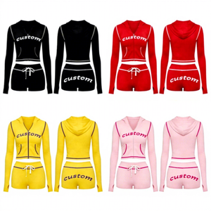 Conjunto de Yoga de Dos Piezas para Mujer con Logotipo Personalizado, Top con Capucha de Manga Larga y Pantalones Cortos, Transpirable y Ecológico, Ropa Deportiva para Primavera/Verano - Product Image 6