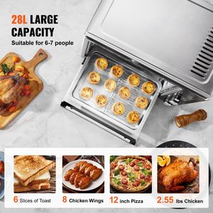 "28L/29.6Qt 1800W 2-Tier Countertop Air Fryer <b>Toaster</b> Oven with Convection & Wire Racks for Pizza" - Product Image 5