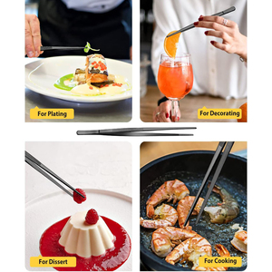 Juego de 4 Pinzas de Acero Inoxidable Aptas para Lavavajillas con Agarre Antideslizante, Utensilios de Cocina para Asar, Servir y Emplatar - Product Image 4