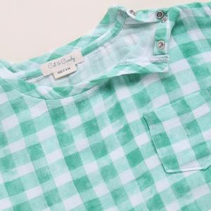 Muselina orgánica de primera calidad Oversized Pink Check and Sage Check Baby T-Shirts Pack de 2 - Product Image 5
