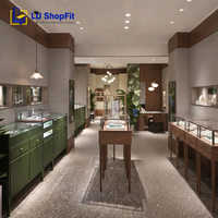 Vitrine de présentation de bijoux vintage de haute qualité, design de comptoir pour bijouterie, présentoir de table personnalisé en métal et bois