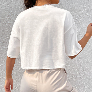 Latest Design Eco-Friendly Casual Outdoor Use Women's <b>Crop</b> <b>Top</b> Stand Solid Color 100% Cotton Comfortable Breathable Summer - Product Image 6