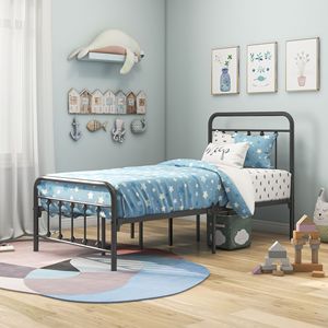 Letto matrimoniale con piattaforma in metallo NERO con testiera, non necessita di rete a molle - Product Image 2