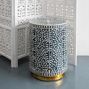 ILAHI's Bone Inlay <b>Table</b> Modern Design Agate Detailing <b>Storage</b> Portable Home Furniture - Product Image 5