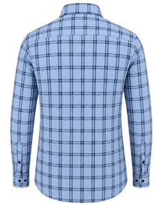 Chemise à carreaux bleu marine sur mesure pour homme, chemise formelle décontractée à manches longues, boutonnée, en coton, pour le bureau, chemise sur mesure - Product Image 2