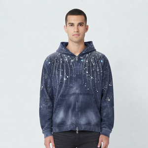 Nueva Llegada 2026 Sudadera con Capucha Térmica Personalizada con Pedrería para Hombre, Venta al por Mayor de Fábrica, Sudaderas con Capucha Térmicas Personalizadas con Pedrería para Hombre - Product Image 4