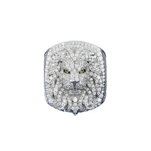 Bague Éternité ZAWO HOUSE de Luxe en Argent Sterling 925 Plaqué Or avec Zircon Taille Émeraude et Lion Sertie, Sertissage à Griffes, pour Femme, Mariage - Product Image 1