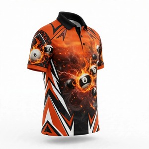 Polo de billard pour homme à séchage rapide, imprimé numériquement avec motif de boules de billard, manches courtes, vêtements de sport décontractés - Product Image 3