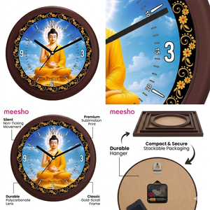 Reloj de Pared con Diseño de Buda, Tamaño Grande, Plástico, Personalizado, Promocional, para Oficina, Sala de Estar, Año Nuevo, San Valentín, Navidad - Product Image 2