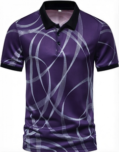 Camisa de Hombre con Bloques de Color, Manga Corta, Cierre de Cremallera, Diseño Casual de Punto Estampado, Largo Regular, Spandex/Poliéster, Transpirable, con Bolsillo - Product Image 6