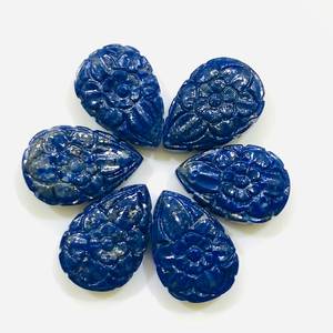 <b>Lapis</b> <b>Lazuli</b> Pear Shape Carved Gemstone <b>Ring</b> Pendant Jewelry Making Natural Crystal Engraved Charm Wholesale Bulk Loose Stone - Product Image 2