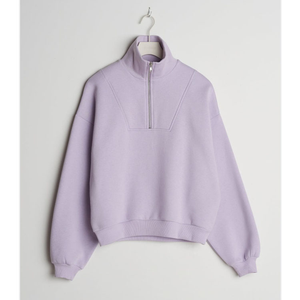 Sweat-shirt oversize en molleton blanc pour femme, col montant, manches classiques, couleur unie, respirant, écologique, coupe-vent - Product Image 6