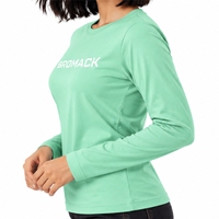 T-shirt pour femme, couleur vert menthe, manches longues, design classique, col rond, vêtements de style de vie, couleurs personnalisées, tailles personnalisées, logo personnalisé