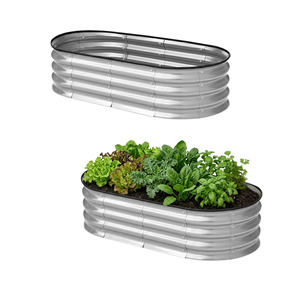 Oval Galvanized Raised Garden Bed Outdoor Metal <b>Planter</b> <b>Box</b> Garden Beds Vegetables GB026 - Product Image 1