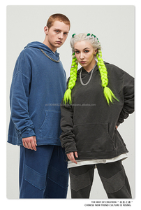 Sudadera con capucha de ácido Vintage de peso pesado para hombre, sudadera de invierno teñida lisa con logotipo personalizado en relieve, Jogger - Product Image 2