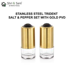 Trident Gold Stainless Steel <b>Salt</b> & <b>Pepper</b> <b>Shakers</b> Elegant Dinnerware Set - Product Image 3