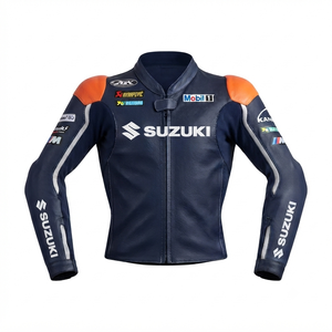 Men’s Zuzuki Cowhide Leather <b>Racing</b> <b>Jacket</b>/Chaqueta MotoCP Style CE Level 2 Armor Motorcycle Track Riding Protective Gear CE - Product Image 1