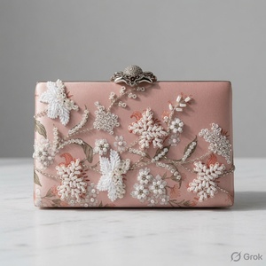 TheBagHolic pour Sac de Soirée Pochette en Satin Brodé Floral Perlé 7 Pouces Petite Capacité Sac à Main Élégant pour Femme - Product Image 2