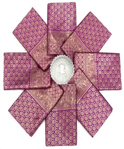 Purple Silk <b>Saree</b> with Gold Floral Pattern Traditional Indian Wedding Wear Banarasi Style for Women - Product Image 4