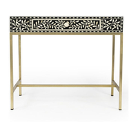 Table de Chevet Art Déco Florale en Os Incrusté, Meuble de Luxe pour Restaurants, Hôtels, Chambres à Coucher, Décoration Intérieure, Table Basse – Vente en Gros