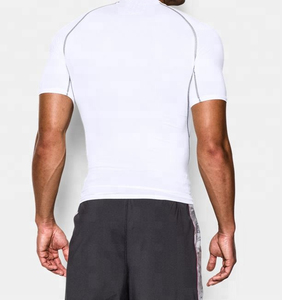 T-shirt de sport blanc à manches courtes pour homme, séchage rapide, coupe ajustée, col rond, tricoté, design sportif, couleur unie, nouveau modèle 2026 - Product Image 6