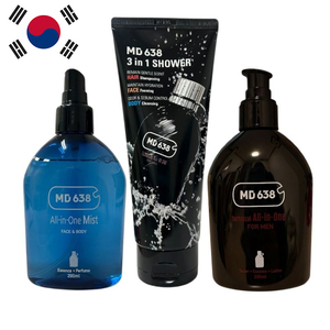 Ensemble de soins de la peau pour homme en 3 étapes, biologique, OEM, tonique, brume faciale, sérum et gel douche - hydratant, contrôle du sébum, anti-rides, blanchissant, parfumé - Product Image 1