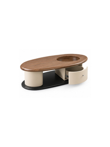 Modern Solid Teak Wooden <b>Coffee</b> <b>Table</b> <b>With</b> <b>Storage</b> Drawer And <b>Oval</b> Top For Living Room Villa House Furniture - Product Image 1