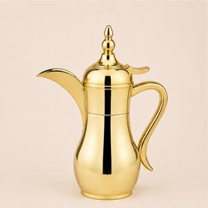Cafetière arabe Dallah plaquée or, pot à Qahwa traditionnel en acier inoxydable pour les cadeaux du Ramadan et de l'Eid Mubarak, Moyen-Orient - Product Image 1