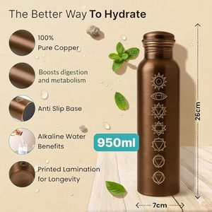 ขวดน้ำทองแดงแท้ 1000 มล. ป้องกันการรั่วซึม 100% ขวดสำหรับสำนักงาน ขวดสำหรับออกกำลังกาย ขวดสำหรับโยคะ - Product Image 1