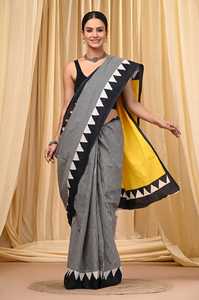 Sari en coton Mulmul imprimé à la main, léger, pour l'été, pour femmes, imprimé floral, sari traditionnel indien - Product Image 2