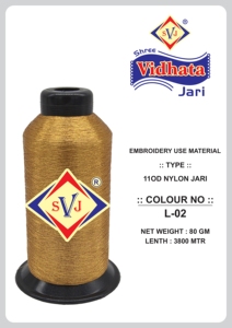 Hilo Metálico Premium SHREE VIDHATA JARI, Hilo Zari de Nailon 110D para Fabricantes Textiles 4271, Hilo de Bordado Brillante y Duradero - Product Image 2