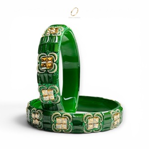 Ensemble de bracelets en verre plaqué or de qualité supérieure, tendance cachemiri, pour mariage, vente en gros, fabricant de bijoux indiens - Product Image 2