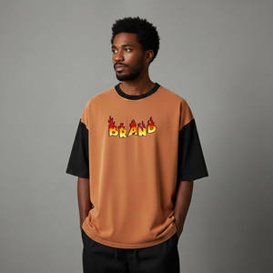 OEM Custom <b>Logo</b> Oversized 100% Cotton Knitted Eco-Friendly Breathable T-shirt Men's Loose Fit Custom Printed Hip Hop men's Tees - Product Image 4