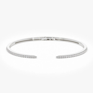 Yellow Gold Open Pave Lab Grown Diamond <b>Bangle</b> <b>Bracelet</b> - Product Image 5