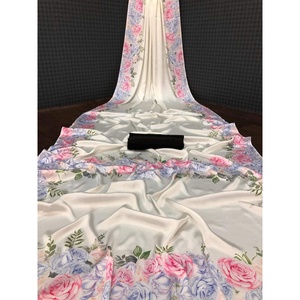 DISEÑADOR DE SEDA SUAVE CON ESTAMPADO DIGITAL SAREE CON BLUSA DESCOSADA - Product Image 1