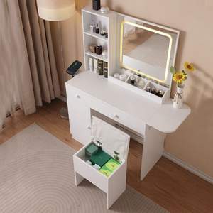 Grande Toeletta per Trucco con Ampio Spazio di Archiviazione, 3 Luci e Presa di Corrente, Scrivania da Camera da Letto con Cassetti - Product Image 3