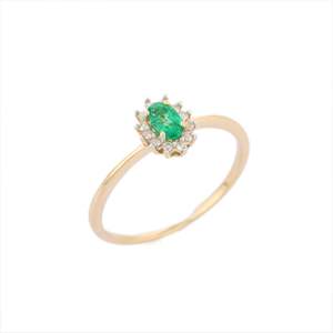 14K Gold Emerald and Diamond Engagement Ring for Women - Product Image 3