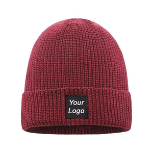 Unisex Solid Color Knit Beanie Hat 100% Acrylic Cuffed <b>Winter</b> <b>Cap</b> Casual Style for Adults Burgundy - Product Image 2