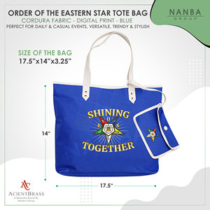 กระเป๋าช้อปปิ้งสีน้ำเงินลาย Blue OES Shining Together Order of the Eastern Star Journal แบบสั่งทำพิเศษ - Product Image 6