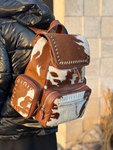 Hair-On Cowhide Leather <b>Backpack</b> Travel Laptop Bag Custom Logo Wholesale Supplier Bulk Manufacturer Export LHBP-0021 - Product Image 3