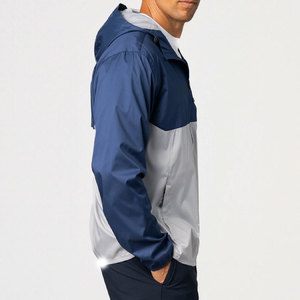 Chaqueta Cortavientos con Capucha para Hombre, Diseño Color Block, Cierre de Cremallera, Informal, para Primavera, Material de Poliéster, Corte Regular, Ligera - Product Image 3