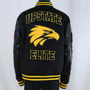 Blouson universitaire tendance à col montant, style streetwear, broderies chenille, patchs, pour homme, collection hiver, style cool, best-seller - Product Image 2