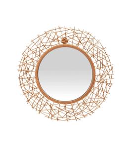 Round Metal Wall <b>Mirror</b> with Bohemian Wire Frame Design Handmade Decorative Circular Framed Edge for Living Room Bedroom - Product Image 1