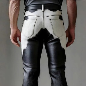 Ultra Premium Luxury Genuine Cow Hair Leather <b>Jacket</b> Women Western Biker Style Brown And White Cowhide Fur Coat Cropped Slim - Product Image 5