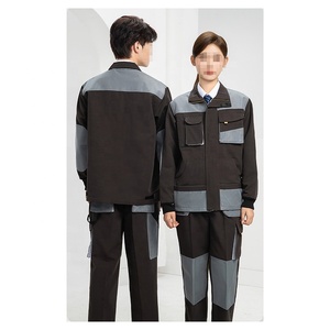 Combinaison de travail unisexe bleu foncé avec bordure verte, plusieurs poches, résistante aux abrasions, usage industriel - Product Image 2