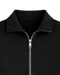 Sudadera negra corta de forro polar con cremallera completa para mujer, cuello polo, bolsillos delanteros, dobladillo con cordón ajustable, top informal cálido estilo streetwear - Product Image 4