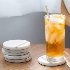 White Marble Eco-Friendly Modern Round <b>Waterproof</b> Anti-Slip Coaster Cup Pad for Home Bar Hotels - Product Image 3