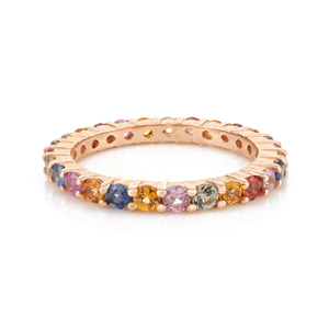 14K White Gold Multi Sapphire <b>Stacking</b> Eternity Wedding <b>Ring</b> - Product Image 2