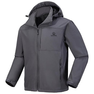 Men's Heavy-Duty Softshell <b>Work</b> Jacket – Adjustable Storm Hood, <b>Fleece</b> Lined & Reinforced Seams - Product Image 1